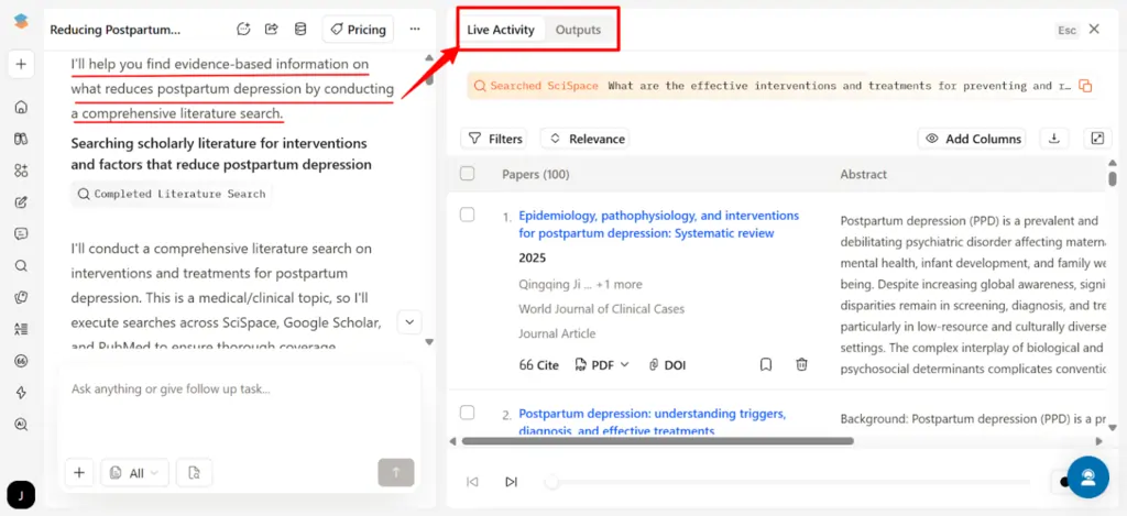 SciSpace multi-step searches